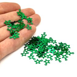 8x10 mm YILDIZ MODEL PLASTİK PUL PAYET, OYA PULU, NAKIŞ PULU, DÖKME PUL, KOYU YEŞİL RENK - 2