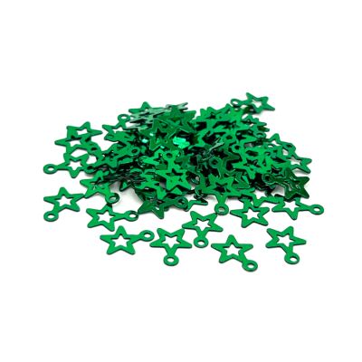 8x10 mm YILDIZ MODEL PLASTİK PUL PAYET, OYA PULU, NAKIŞ PULU, DÖKME PUL, KOYU YEŞİL RENK - 1