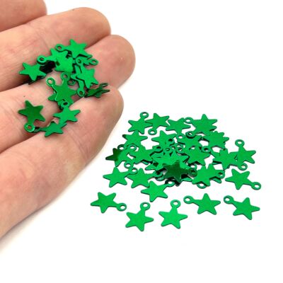 8x10 mm YILDIZ MODEL PLASTİK PUL PAYET, OYA PULU, NAKIŞ PULU, DÖKME PUL, KOYU YEŞİL RENK - 2