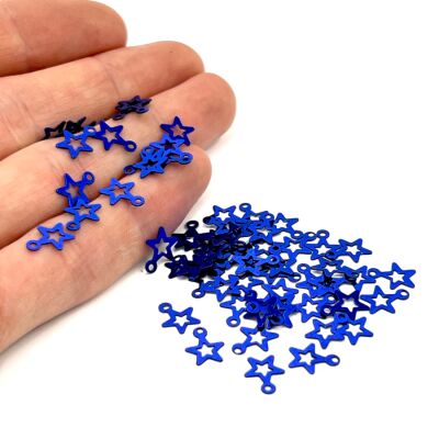 8x10 mm YILDIZ MODEL PLASTİK PUL PAYET, OYA PULU, NAKIŞ PULU, DÖKME PUL, MAVİ RENK - 2