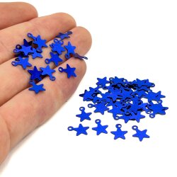 8x10 mm YILDIZ MODEL PLASTİK PUL PAYET, OYA PULU, NAKIŞ PULU, DÖKME PUL, MAVİ RENK - 2