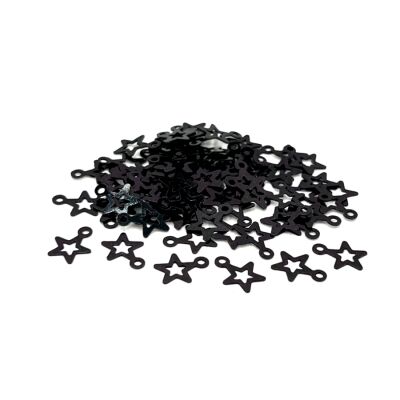 8x10 mm YILDIZ MODEL PLASTİK PUL PAYET, OYA PULU, NAKIŞ PULU, DÖKME PUL, SİYAH RENK - 1