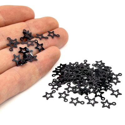 8x10 mm YILDIZ MODEL PLASTİK PUL PAYET, OYA PULU, NAKIŞ PULU, DÖKME PUL, SİYAH RENK - 2