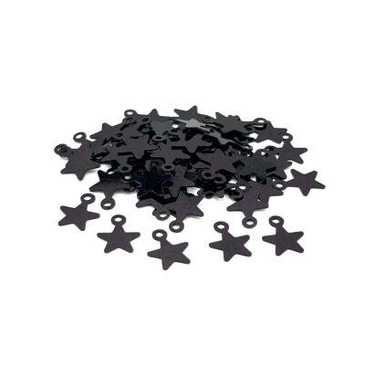 8x10 mm YILDIZ MODEL PLASTİK PUL PAYET, OYA PULU, NAKIŞ PULU, DÖKME PUL, SİYAH RENK - 1