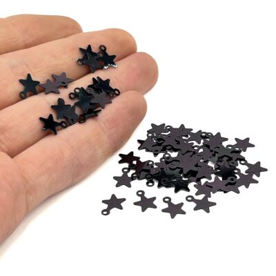 8x10 mm YILDIZ MODEL PLASTİK PUL PAYET, OYA PULU, NAKIŞ PULU, DÖKME PUL, SİYAH RENK - 2