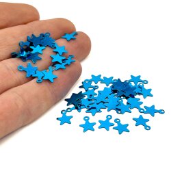 8x10 mm YILDIZ MODEL PLASTİK PUL PAYET, OYA PULU, NAKIŞ PULU, DÖKME PUL, TURKUAZ RENK - 2