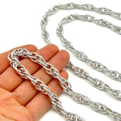 8x12 mm, ALÜMİNYUM ZİNCİR, GÜMÜŞ RENK, 1. KALİTE KARARMAZ, TEL KALINLIĞI 2 mm, AZ15G - ERTÜRK