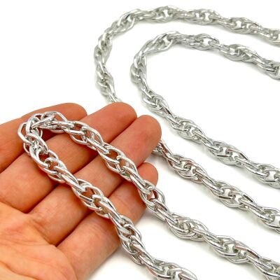 8x12 mm, ALÜMİNYUM ZİNCİR, GÜMÜŞ RENK, 1. KALİTE KARARMAZ, TEL KALINLIĞI 2 mm, AZ15G - 1