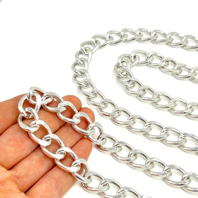 13x18 mm, ALÜMİNYUM ZİNCİR, GÜMÜŞ RENK, 1. KALİTE KARARMAZ, TEL KALINLIĞI 2 mm, AZ10G - 1