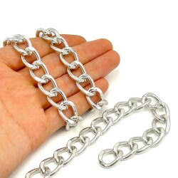13x18 mm, ALÜMİNYUM ZİNCİR, GÜMÜŞ RENK, 1. KALİTE KARARMAZ, TEL KALINLIĞI 2 mm, AZ10G - 2