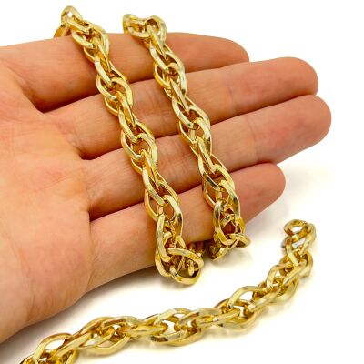 8x12 mm, ALÜMİNYUM ZİNCİR, SARI RENK, 1. KALİTE KARARMAZ, TEL KALINLIĞI 2 mm, AZ15SA - 2