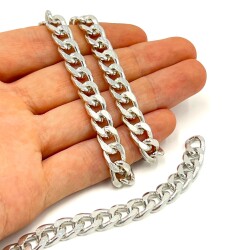 8x12 mm, ALÜMİNYUM ZİNCİR, GÜMÜŞ RENK, 1. KALİTE KARARMAZ, TEL KALINLIĞI 2 mm, AZ164G - 2