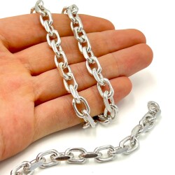 8x12 mm, ALÜMİNYUM ZİNCİR, GÜMÜŞ RENK, 1. KALİTE KARARMAZ, TEL KALINLIĞI 2 mm, AZ184G - ERTÜRK