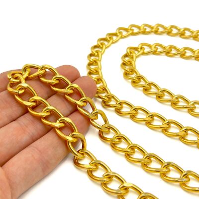 8x12 mm, ALÜMİNYUM ZİNCİR, SARI RENK, 1. KALİTE KARARMAZ, TEL KALINLIĞI 2 mm, AZ138SA - 1