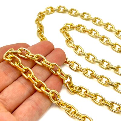 8x12 mm, ALÜMİNYUM ZİNCİR, SARI RENK, 1. KALİTE KARARMAZ, TEL KALINLIĞI 2 mm, AZ184SA - 2