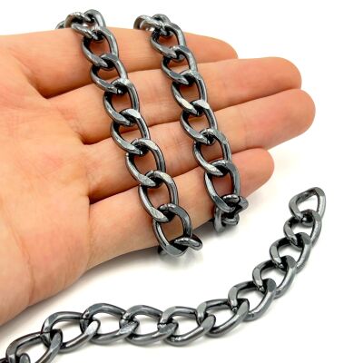 8x12 mm, ALÜMİNYUM ZİNCİR, SİYAH RENK, 1. KALİTE KARARMAZ, TEL KALINLIĞI 2 mm, AZ138Sİ - 2