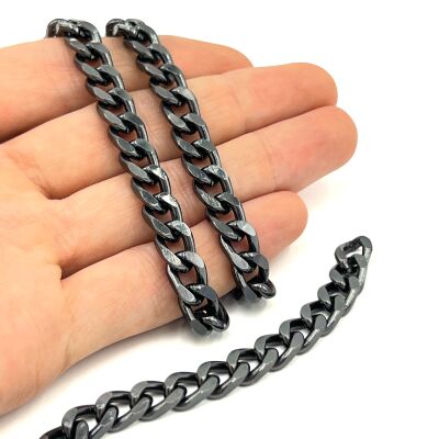 8x12 mm, ALÜMİNYUM ZİNCİR, SİYAH RENK, 1. KALİTE KARARMAZ, TEL KALINLIĞI 2 mm, AZ164Sİ - 2