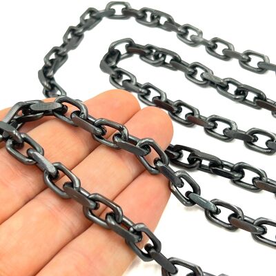 8x12 mm, ALÜMİNYUM ZİNCİR, SİYAH RENK, 1. KALİTE KARARMAZ, TEL KALINLIĞI 2 mm, AZ184Sİ - 2