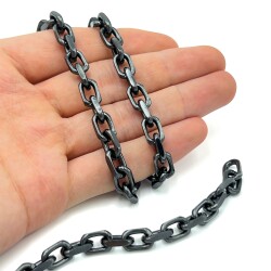 8x12 mm, ALÜMİNYUM ZİNCİR, SİYAH RENK, 1. KALİTE KARARMAZ, TEL KALINLIĞI 2 mm, AZ184Sİ - ERTÜRK