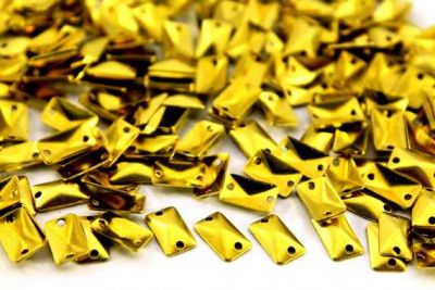 8x12 mm DİKDÖRTGEN DESENLİ ÇİFT DELİK , HAM PİRİNÇ #799H - 2
