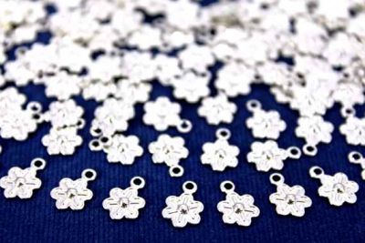 8x12 mm ÇİÇEK DESENLİ TEK DELİK PUL, NİKEL KAPLAMA PİRİNÇ #862N - 2