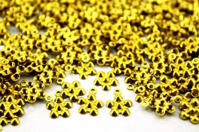 9x11 mm ÇİÇEK DESENLİ TEK DELİK PUL, HAM PİRİNÇ #864H - 2