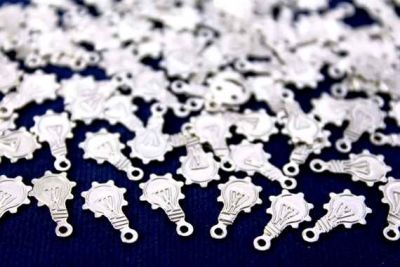 8x13 mm AMPUL DESENLİ TEK DELİK PUL, NİKEL KAPLAMA PİRİNÇ #861N - 2