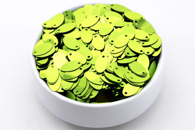 8x13 mm OVAL MODEL PLASTİK PUL PAYET, NAKIŞ PULU, DÖKME PUL, YAN DELİK, AÇIK YEŞİL RENK - 2