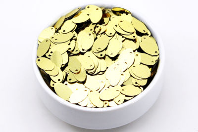 8x13 mm OVAL MODEL PLASTİK PUL PAYET, NAKIŞ PULU, DÖKME PUL, YAN DELİK, ALTIN RENK - 2