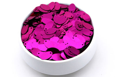 8x13 mm OVAL MODEL PLASTİK PUL PAYET, NAKIŞ PULU, DÖKME PUL, YAN DELİK, FUŞYA RENK - 2