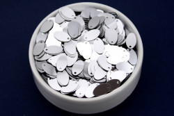 8x13 mm OVAL MODEL PLASTİK PUL PAYET, NAKIŞ PULU, DÖKME PUL, YAN DELİK, GÜMÜŞ RENK - ERTÜRK