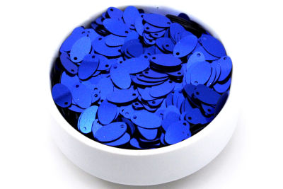 8x13 mm OVAL MODEL PLASTİK PUL PAYET, NAKIŞ PULU, DÖKME PUL, YAN DELİK, MAVİ RENK - 2