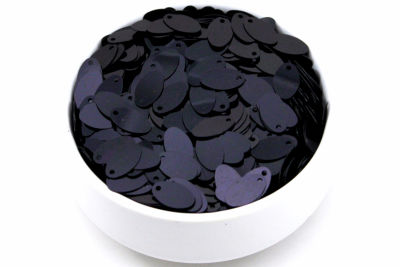 8x13 mm OVAL MODEL PLASTİK PUL PAYET, NAKIŞ PULU, DÖKME PUL, YAN DELİK, SİYAH RENK - 2