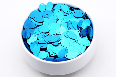 8x13 mm OVAL MODEL PLASTİK PUL PAYET, NAKIŞ PULU, DÖKME PUL, YAN DELİK, TURKUAZ RENK - 2