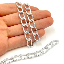8x15 mm, ALÜMİNYUM ZİNCİR, GÜMÜŞ RENK, 1. KALİTE KARARMAZ, TEL KALINLIĞI 2 mm, AZ178G - ERTÜRK