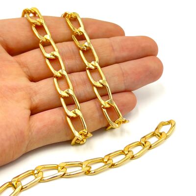 8x15 mm, ALÜMİNYUM ZİNCİR, SARI RENK, 1. KALİTE KARARMAZ, TEL KALINLIĞI 2 mm, AZ178SA - 1