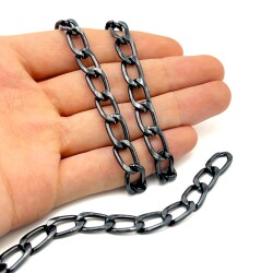 8x15 mm, ALÜMİNYUM ZİNCİR, SİYAH RENK, 1. KALİTE KARARMAZ, TEL KALINLIĞI 2 mm, AZ178Sİ - 2