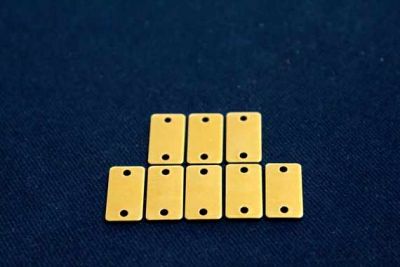 8x15 mm DİKDÖRTGEN İKİ DELİK PUL, HAM PİRİNÇ #1019H - 2