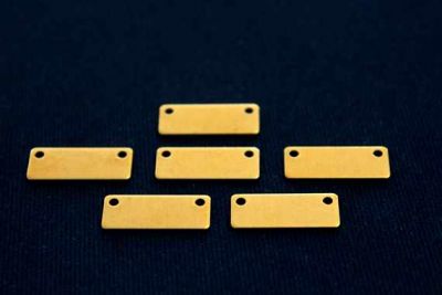 8x20 mm DİKDÖRTGEN İKİ DELİK PUL, HAM PİRİNÇ #1016H-YAN-DELİK - 2