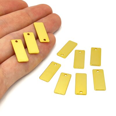 8x20 mm, DİKDÖRTGEN PUL, LAZER MARKALAMA PULU, PİRİNÇ MALZEME, LAK KAPLAMA, TEL KALINLIĞI 0.80 MM - 1