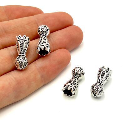 8x20 mm TESBİH İMAMESİ, ZAMAK DÖKÜM, BOYALI GÜMÜŞ KAPLAMA - 1