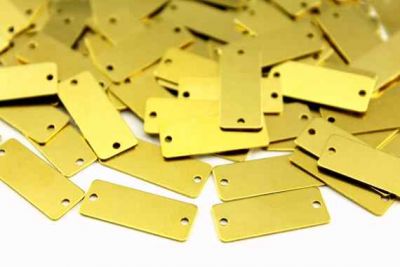 8x20 mm DİKDÖRTGEN İKİ DELİKLİ PUL, HAM PİRİNÇ #161H - 2