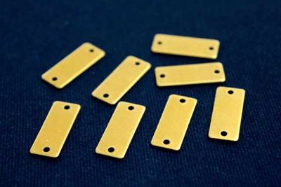 8x20 mm DİKDÖRTGEN İKİ DELİK PUL, HAM PİRİNÇ #1016H - 2