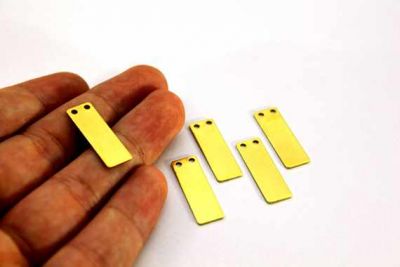 8x25 mm DİKDÖRTGEN İKİ DELİK PUL, HAM PİRİNÇ #1014H - 3