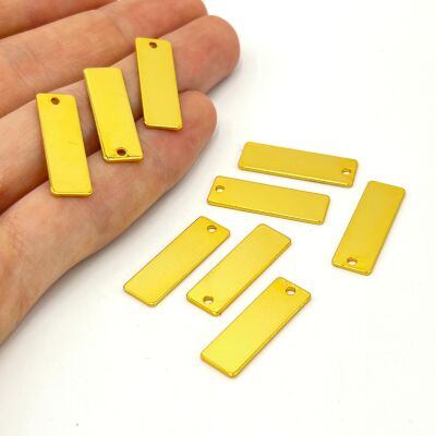 8x25 mm, DİKDÖRTGEN PUL, LAZER MARKALAMA PULU, PİRİNÇ MALZEME, LAK KAPLAMA, TEL KALINLIĞI 0.80 MM - 1