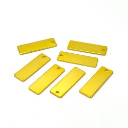 8x25 mm, DİKDÖRTGEN PUL, LAZER MARKALAMA PULU, PİRİNÇ MALZEME, LAK KAPLAMA, TEL KALINLIĞI 0.80 MM - 2