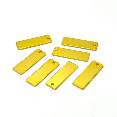 8x25 mm, DİKDÖRTGEN PUL, LAZER MARKALAMA PULU, PİRİNÇ MALZEME, LAK KAPLAMA, TEL KALINLIĞI 0.80 MM - 2