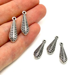 8x26 mm SALLANTI UÇ, ZAMAK DÖKÜM, BOYALI GÜMÜŞ KAPLAMA - ERTÜRK