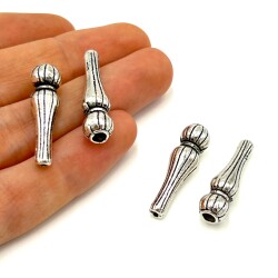 8x29 mm TESBİH İMAMESİ, ZAMAK DÖKÜM, BOYALI GÜMÜŞ KAPLAMA - 2