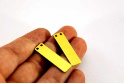 8x30 mm DİKDÖRTGEN İKİ DELİK PUL, HAM PİRİNÇ #1011H - Thumbnail